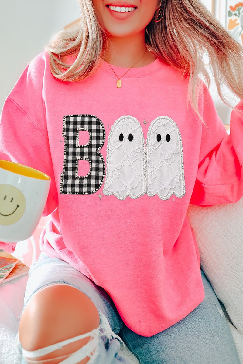 Gingham & Lace Boo Heavy Blend Crew Sweatshirt - Wholesale Accessory Market