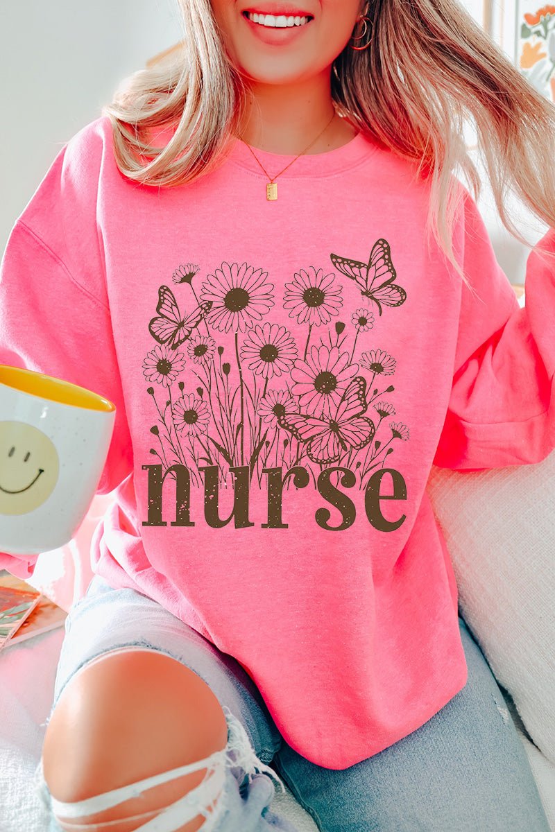 Wildflower Nurse Heavy Blend Crew Sweatshirt - Wholesale Accessory Market
