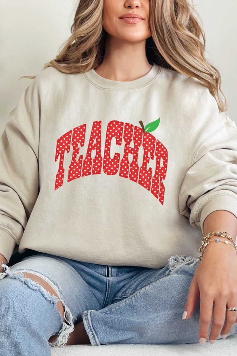 Apple Dot Teacher Heavy Blend Crew Sweatshirt - Wholesale Accessory Market