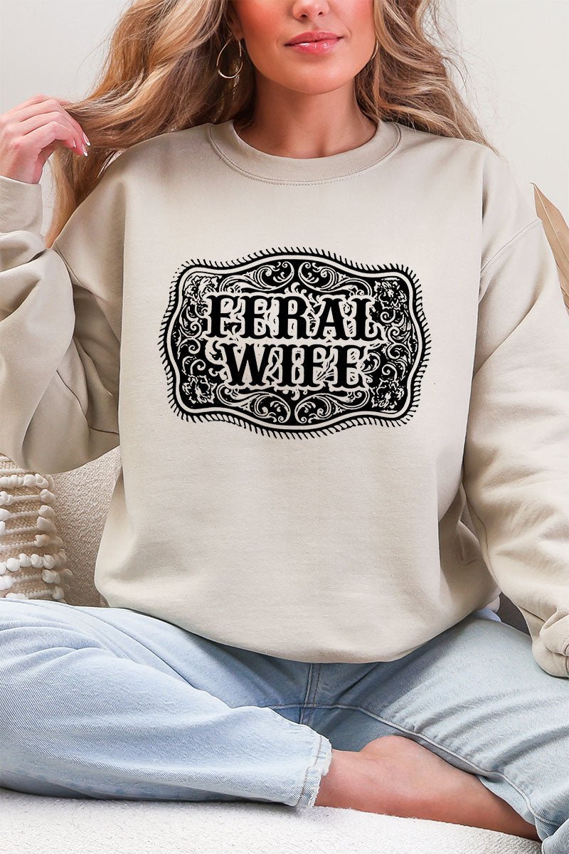 Belt Buckle Feral Wife Heavy Blend Crew Sweatshirt - Wholesale Accessory Market