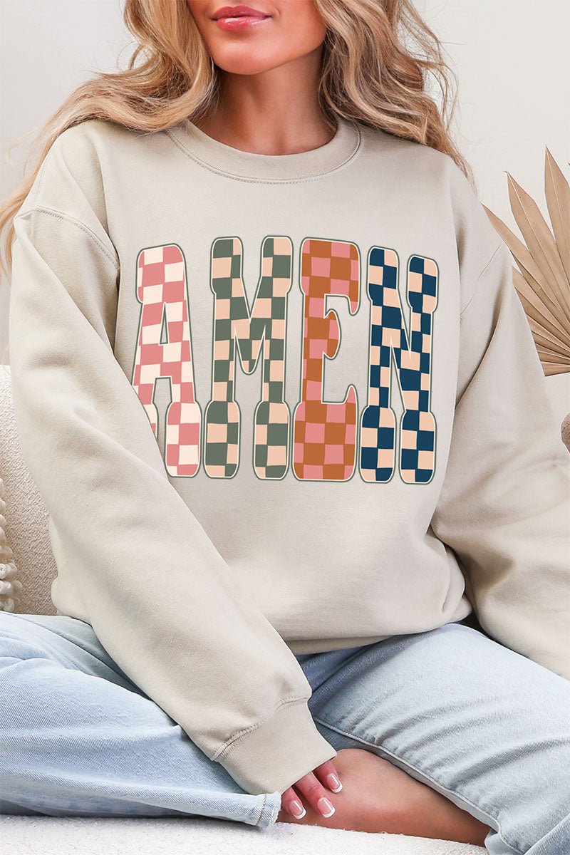 Checkered Amen Heavy Blend Crew Sweatshirt - Wholesale Accessory Market