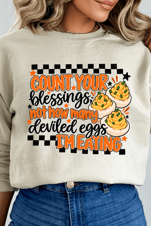 Count Blessings Not Deviled Eggs Heavy Blend Crew Sweatshirt - Wholesale Accessory Market