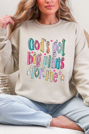 Distressed Big Plans For Me Heavy Blend Crew Sweatshirt - Wholesale Accessory Market