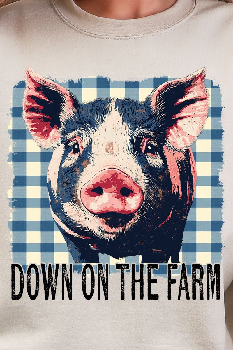 Down By The Farm Pig Heavy Blend Crew Sweatshirt - Wholesale Accessory Market