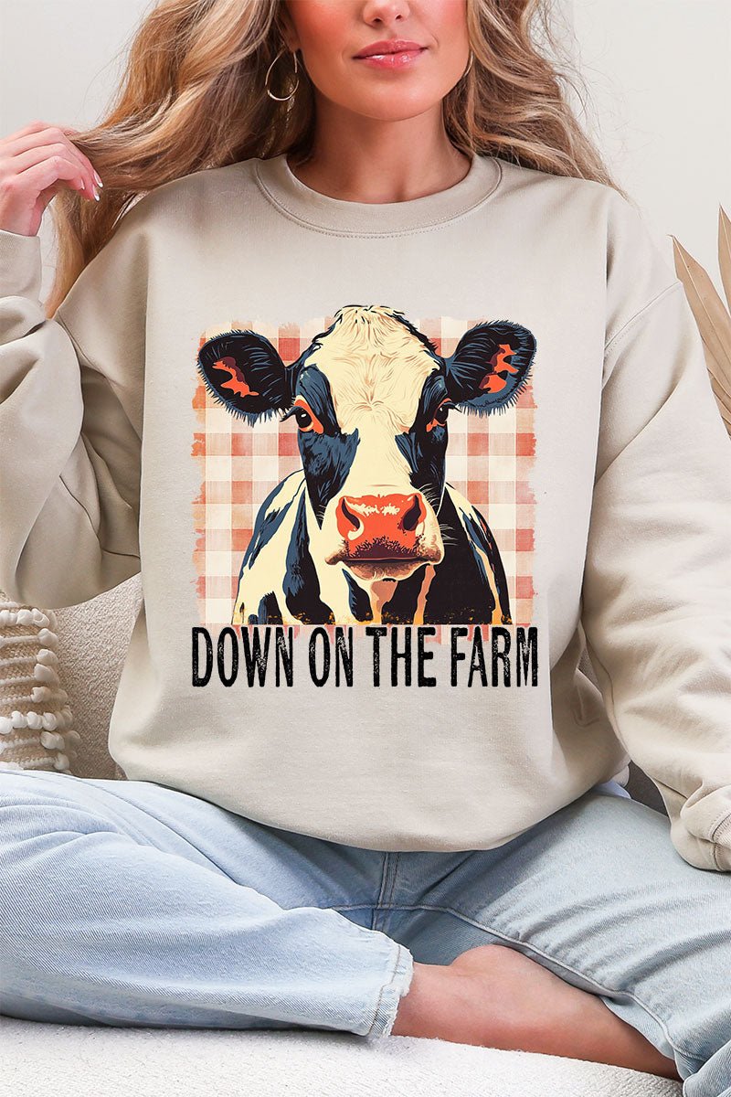 Down On The Farm Cow Heavy Blend Crew Sweatshirt - Wholesale Accessory Market
