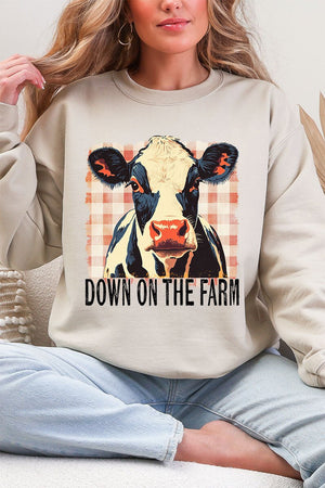 Down On The Farm Cow Heavy Blend Crew Sweatshirt - Wholesale Accessory Market