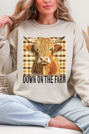 Down On The Farm Highland Cow Heavy Blend Crew Sweatshirt - Wholesale Accessory Market