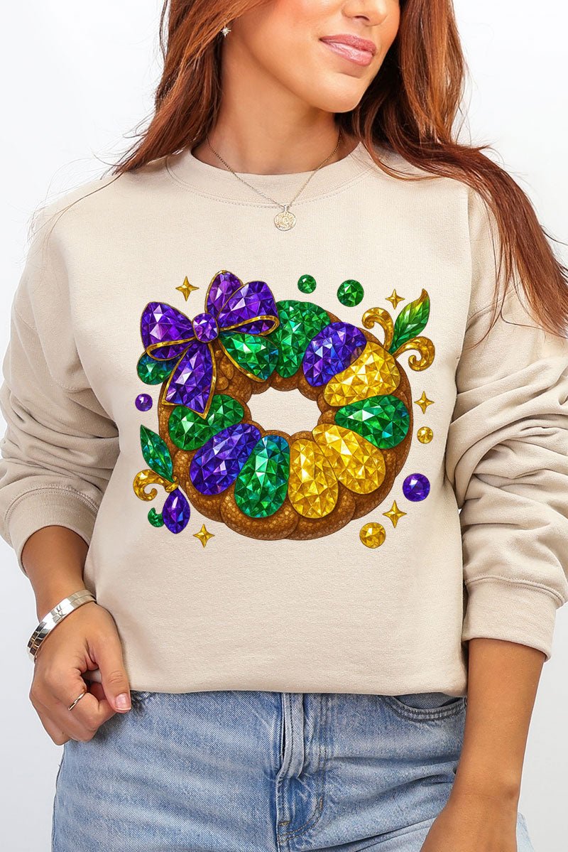 Faux Rhinestone King Cake Heavy Blend Crew Sweatshirt - Wholesale Accessory Market