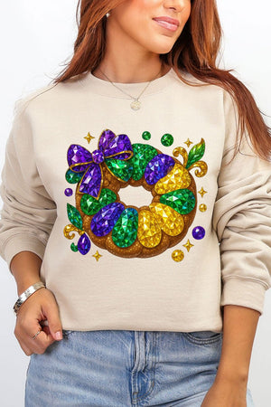 Faux Rhinestone King Cake Heavy Blend Crew Sweatshirt - Wholesale Accessory Market