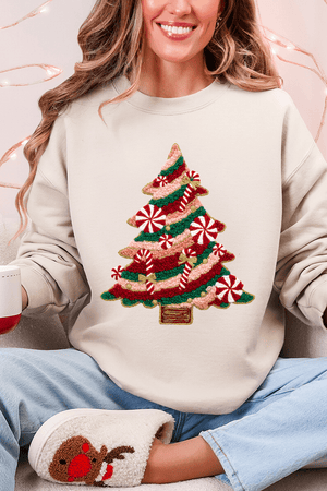 Faux Yarn Candy Cane Wishes Heavy Blend Crew Sweatshirt - Wholesale Accessory Market
