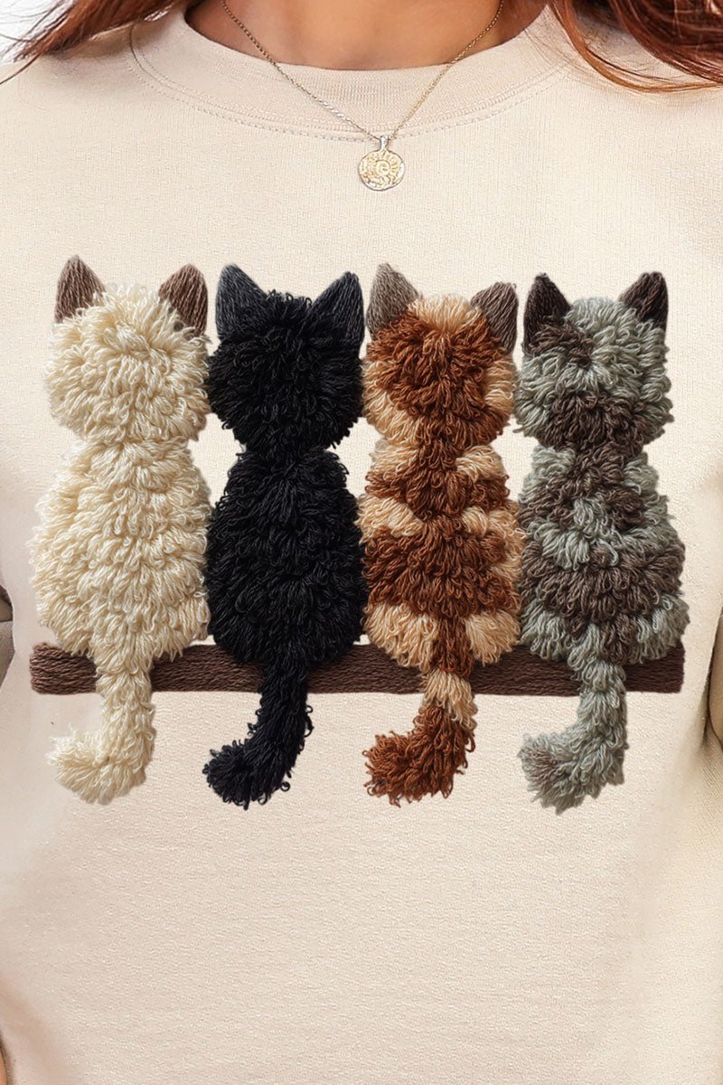 Faux Yarn Cats On The Shelf Heavy Blend Crew Sweatshirt - Wholesale Accessory Market