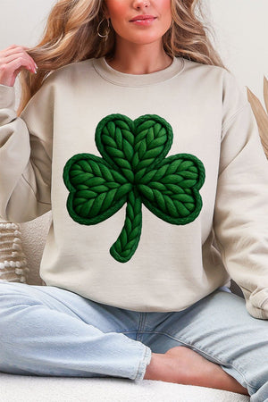 Faux Yarn Clover Heavy Blend Crew Sweatshirt - Wholesale Accessory Market