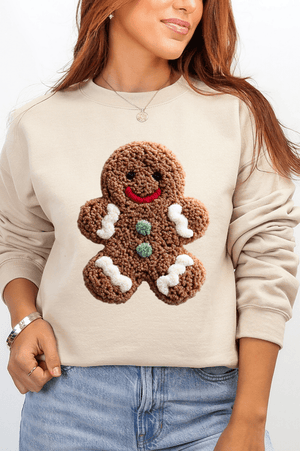 Faux Yarn Gingerbread Kisses Heavy Blend Crew Sweatshirt - Wholesale Accessory Market