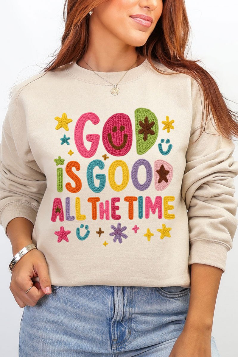 Faux Yarn God Is Good Heavy Blend Crew Sweatshirt - Wholesale Accessory Market