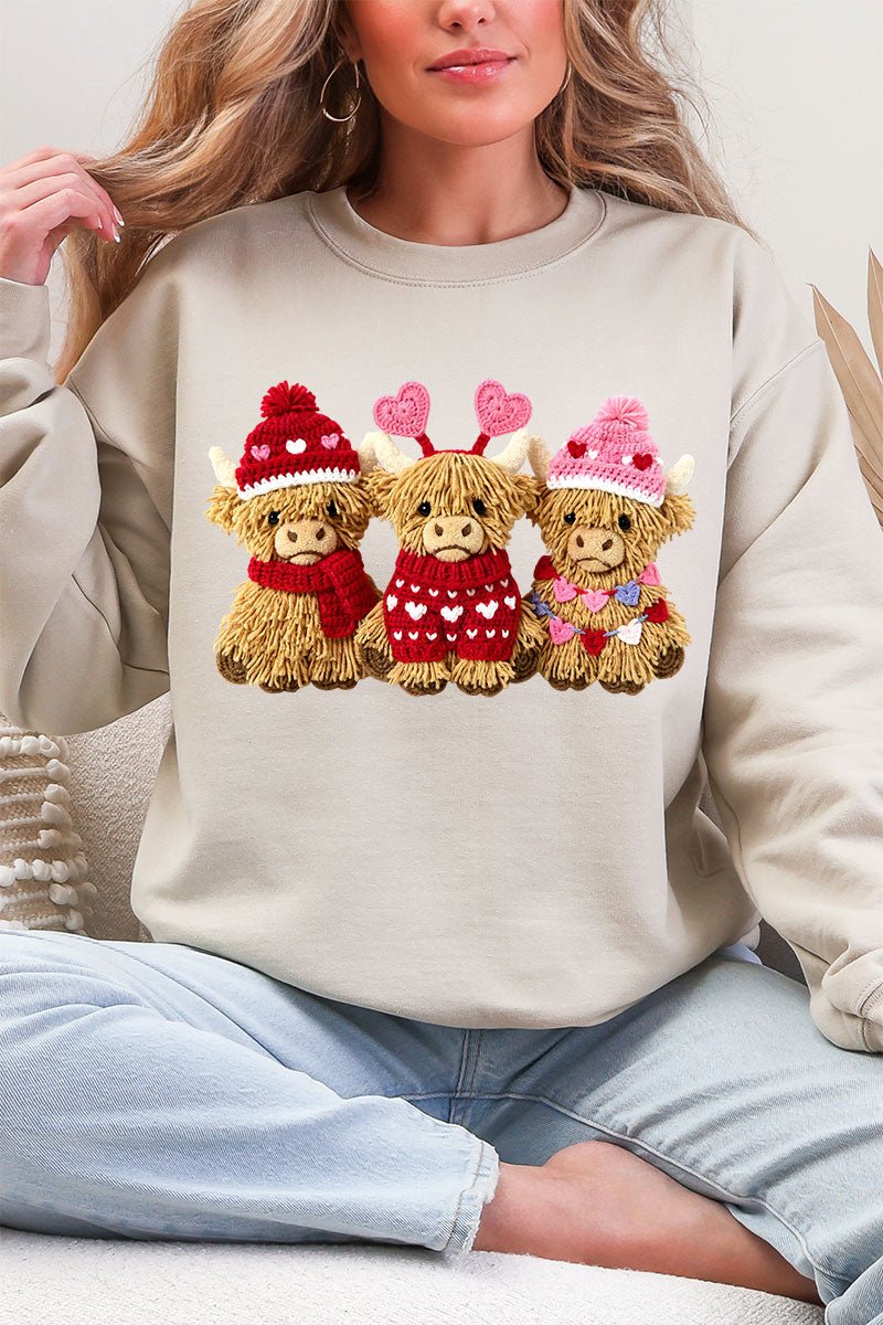 Faux Yarn Highland Hearts Heavy Blend Crew Sweatshirt - Wholesale Accessory Market