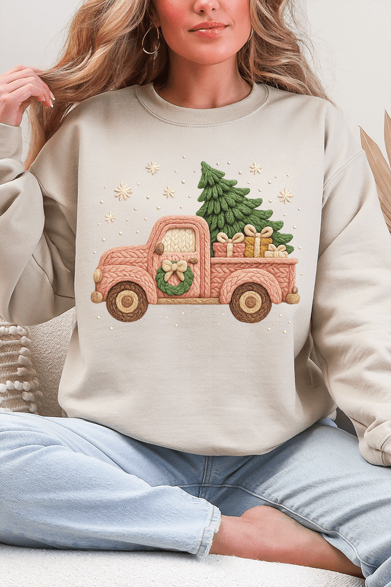 Faux Yarn Holly Jolly Haul Heavy Blend Crew Sweatshirt - Wholesale Accessory Market
