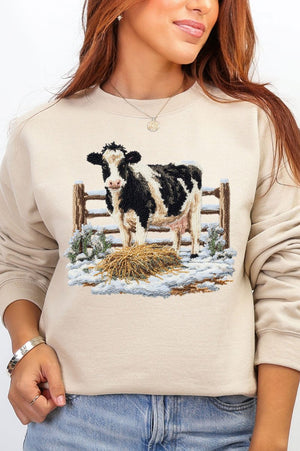 Faux Yarn Moo In The Snow Heavy Blend Crew Sweatshirt - Wholesale Accessory Market