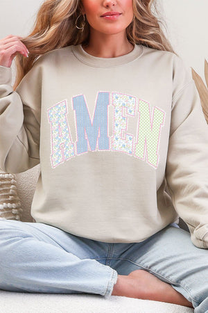 Garden Gingham Amen Heavy Blend Crew Sweatshirt - Wholesale Accessory Market