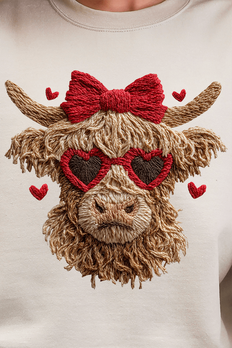 Heartbreaking Heifer Faux Yarn Heavy Blend Crew Sweatshirt - Wholesale Accessory Market