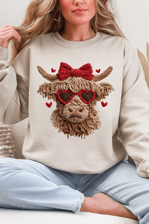 Heartbreaking Heifer Faux Yarn Heavy Blend Crew Sweatshirt - Wholesale Accessory Market