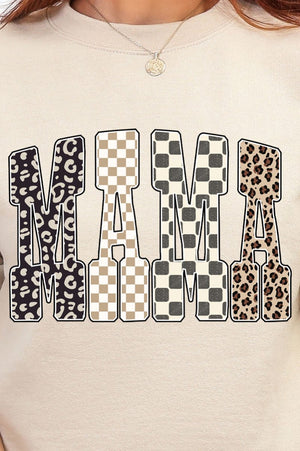 Leopard Checkered Mama Heavy Blend Crew Sweatshirt - Wholesale Accessory Market