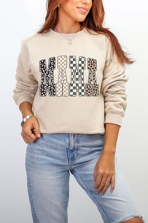 Leopard Checkered Mama Heavy Blend Crew Sweatshirt - Wholesale Accessory Market