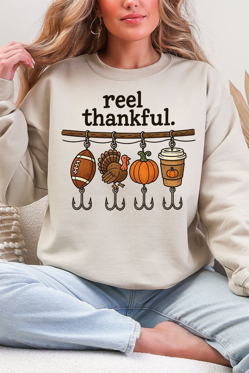 Reel Thankful Heavy Blend Crew Sweatshirt - Wholesale Accessory Market