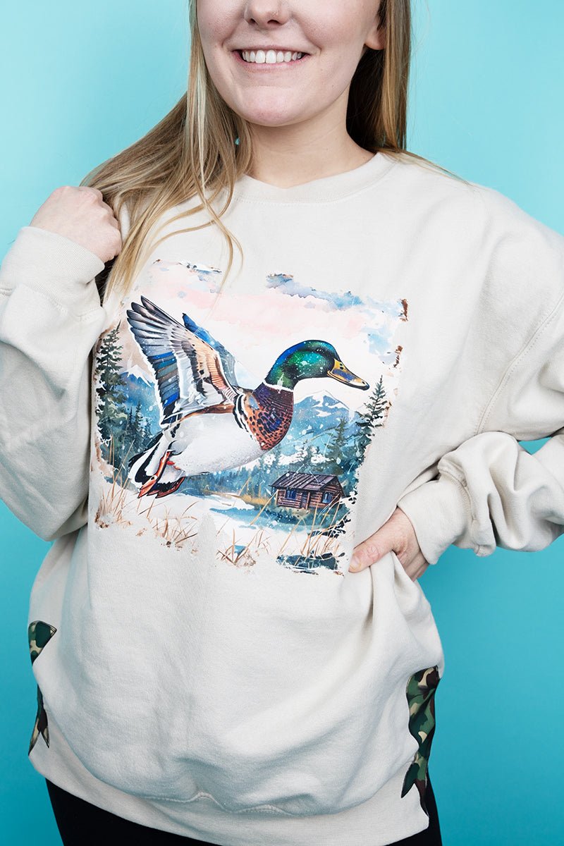 Side Bows Mallard Mountins Heavy - weight Crew Sweatshirt - Wholesale Accessory Market