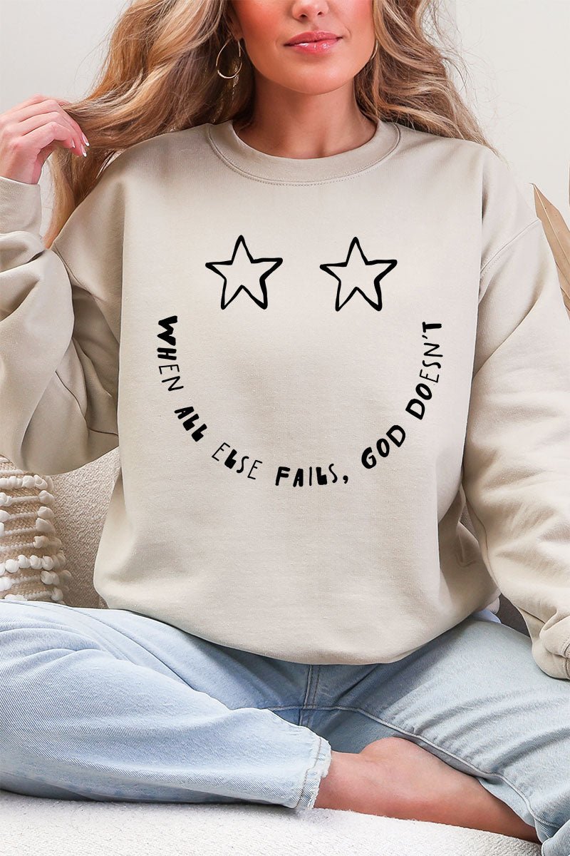 Star Eyes God Never Fails Heavy Blend Crew Sweatshirt - Wholesale Accessory Market