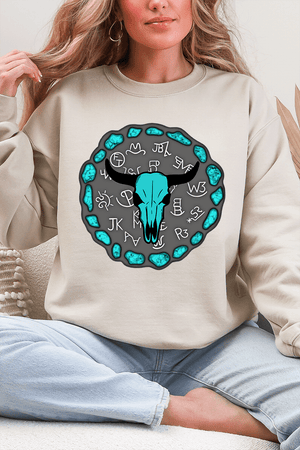 Turquoise Stone Steer Heavy Blend Crew Sweatshirt - Wholesale Accessory Market
