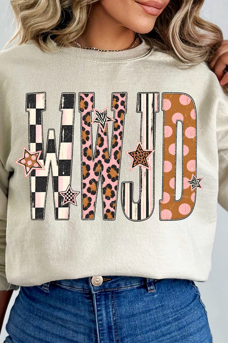 WWJD Pattern Pop Heavy Blend Crew Sweatshirt - Wholesale Accessory Market