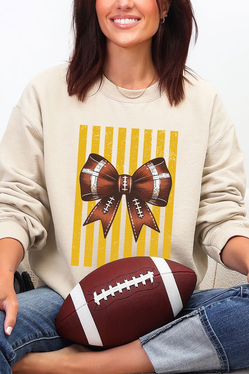 Yellow Gold Varsity Bow Heavy Blend Crew Sweatshirt - Wholesale Accessory Market