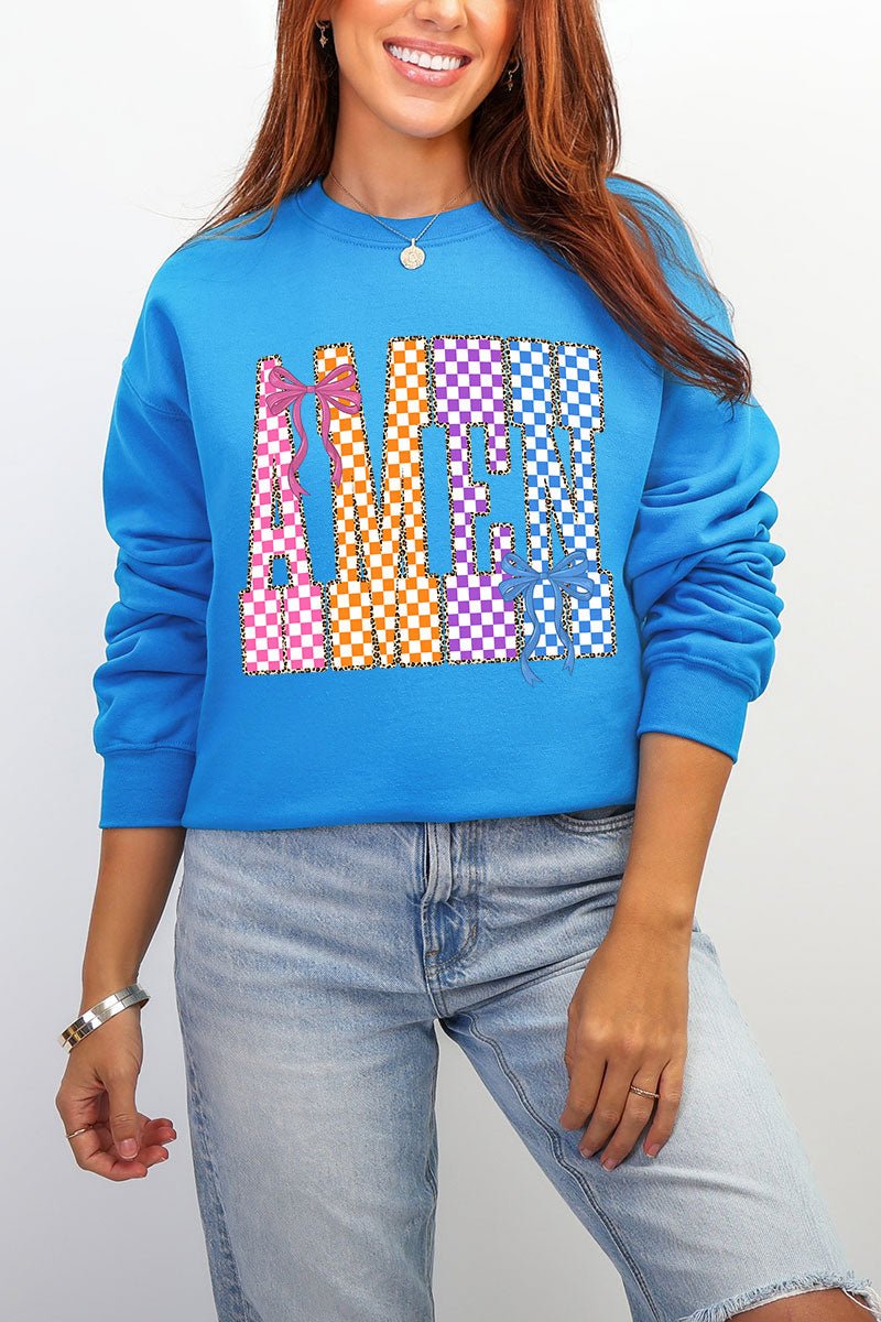 Color Check Amen Heavy Blend Crew Sweatshirt - Wholesale Accessory Market