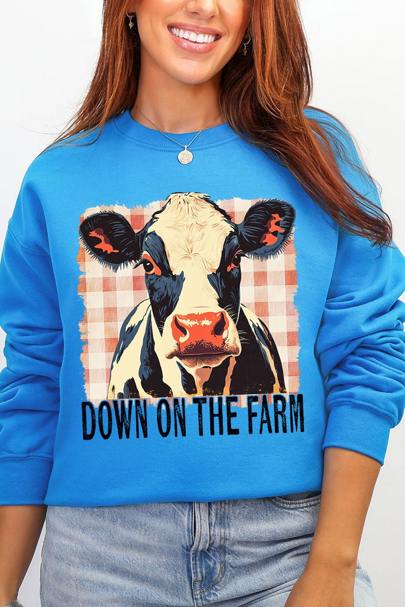 Down On The Farm Cow Heavy Blend Crew Sweatshirt - Wholesale Accessory Market