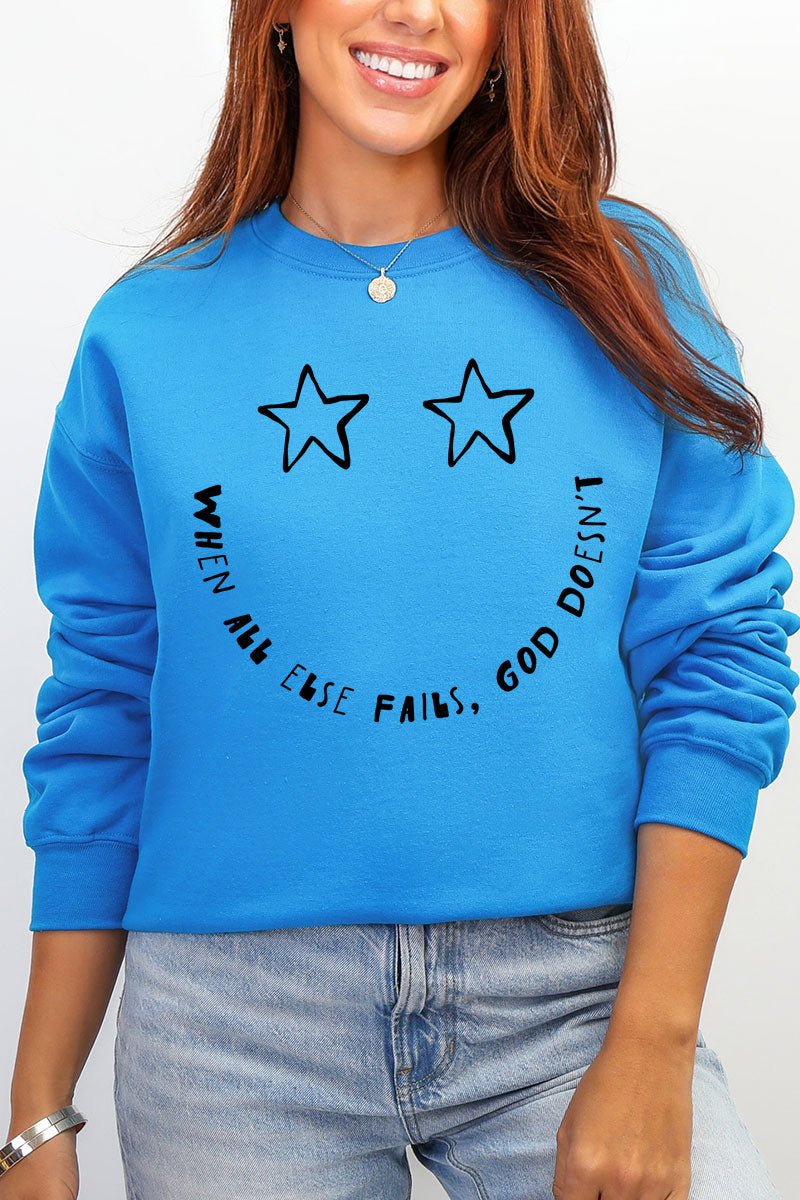 Star Eyes God Never Fails Heavy Blend Crew Sweatshirt - Wholesale Accessory Market
