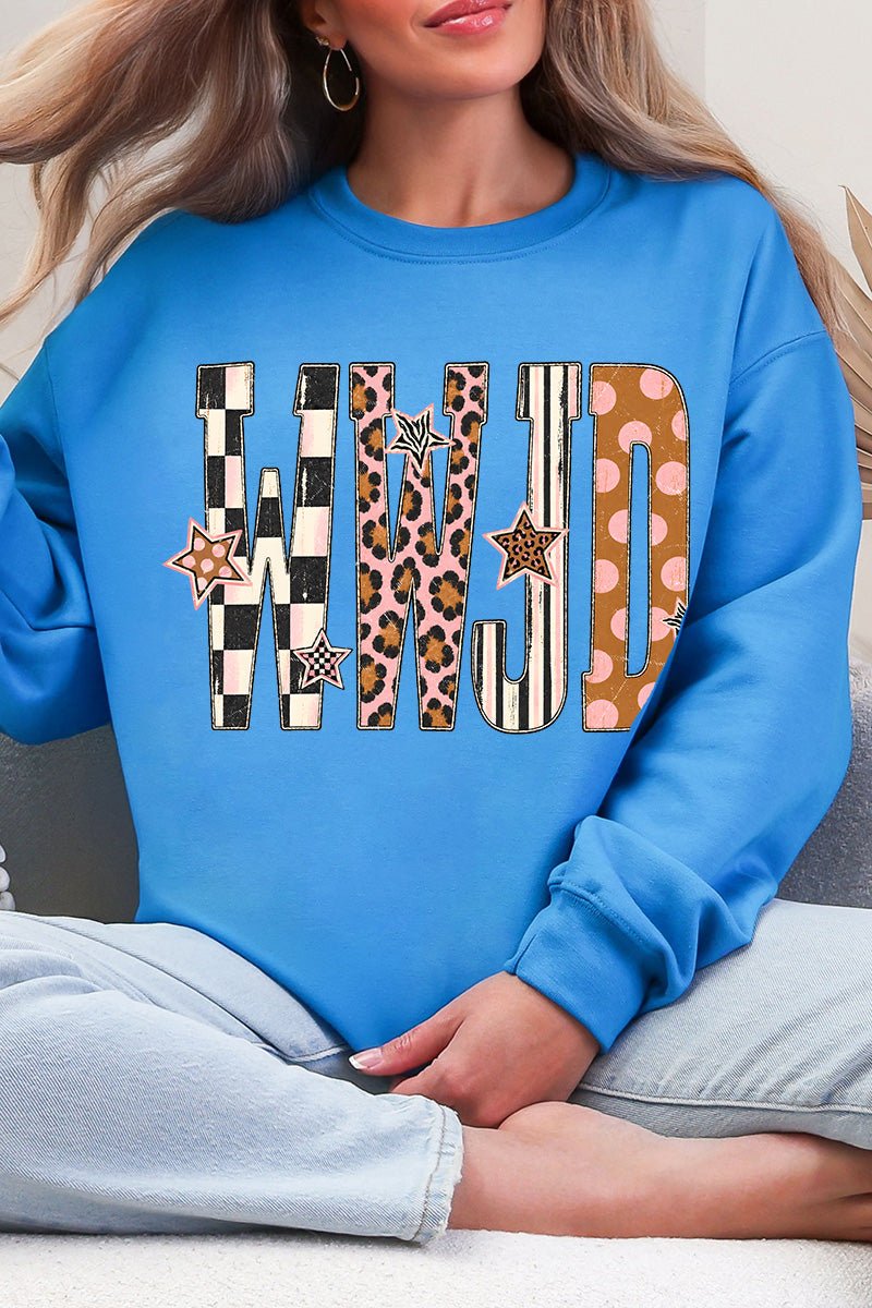 WWJD Pattern Pop Heavy Blend Crew Sweatshirt - Wholesale Accessory Market