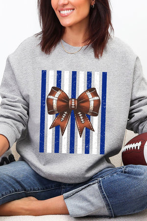Blue & White Varsity Bow Heavy Blend Crew Sweatshirt - Wholesale Accessory Market