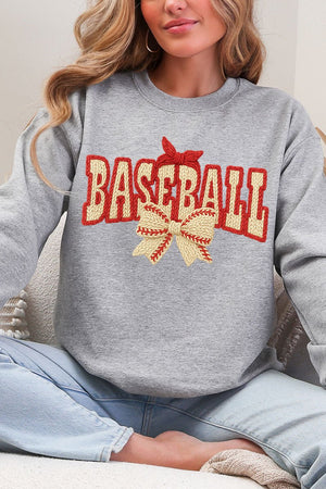 Faux Yarn Baseball Coquette Heavy Blend Crew Sweatshirt - Wholesale Accessory Market