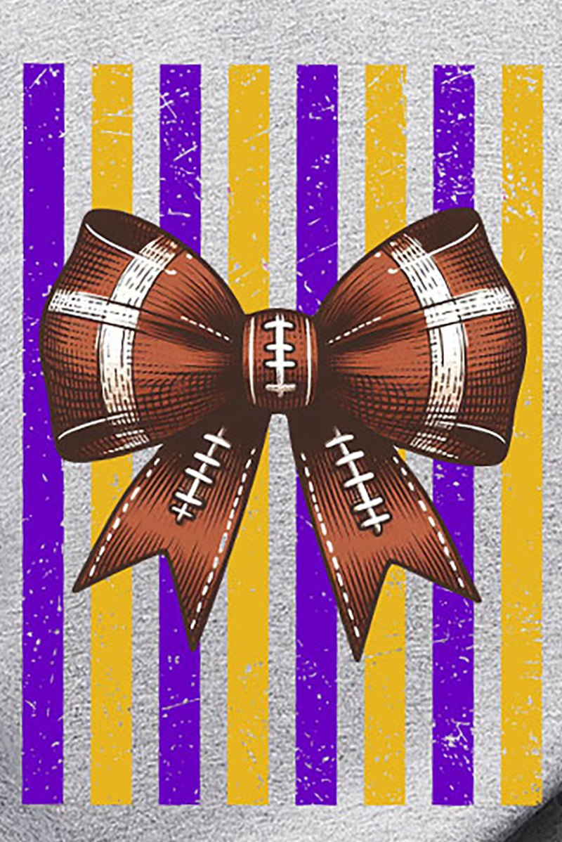 Purple & Yellow Gold Varsity Bow Heavy Blend Crew Sweatshirt - Wholesale Accessory Market
