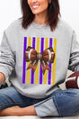 Purple & Yellow Gold Varsity Bow Heavy Blend Crew Sweatshirt - Wholesale Accessory Market