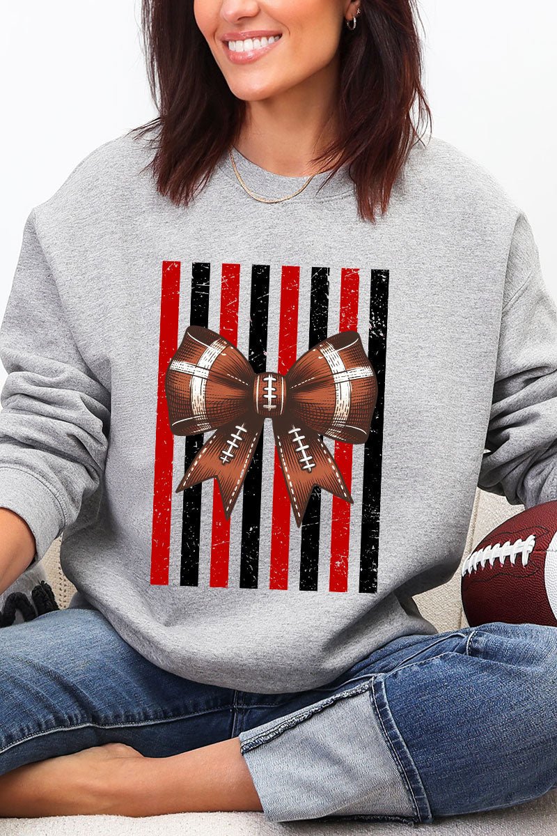 Red & Black Varsity Bow Heavy Blend Crew Sweatshirt - Wholesale Accessory Market