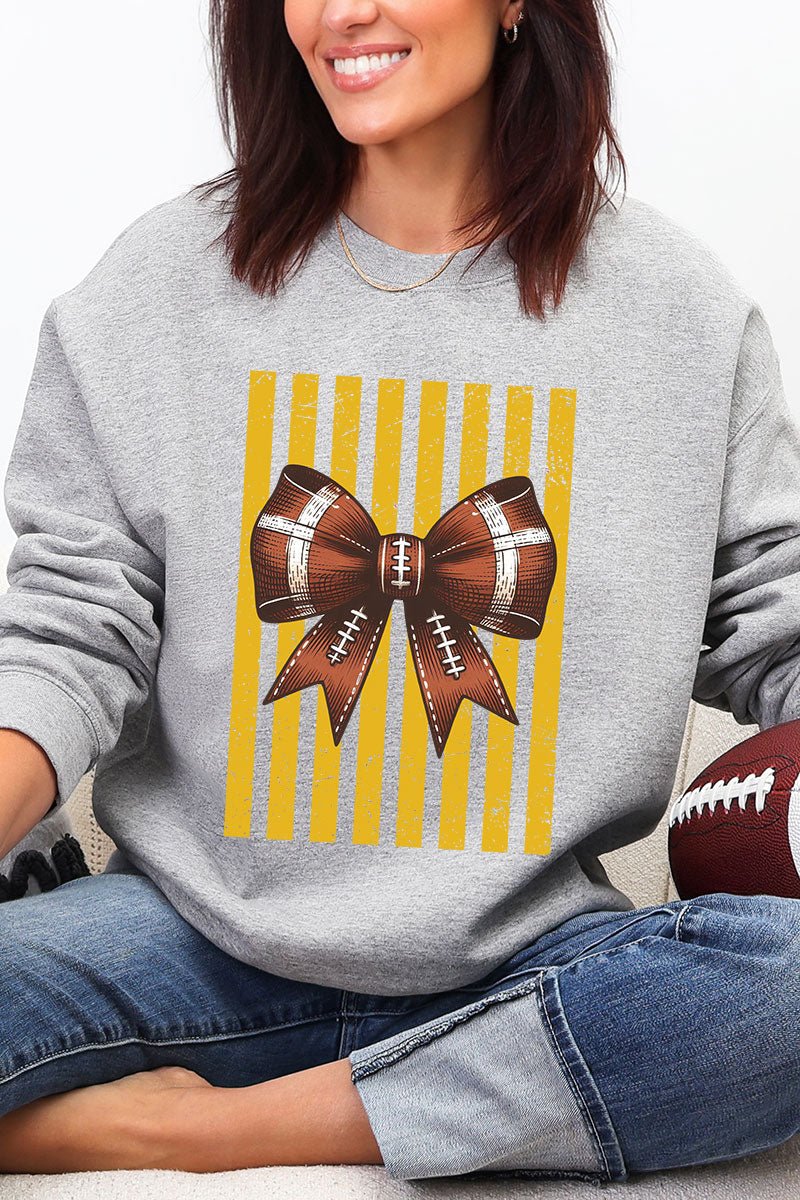 Yellow Gold Varsity Bow Heavy Blend Crew Sweatshirt - Wholesale Accessory Market