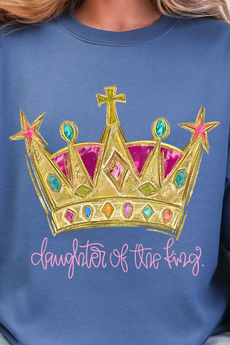 Bejeweled Daughter Of The King Heavy Blend Crew Sweatshirt - Wholesale Accessory Market