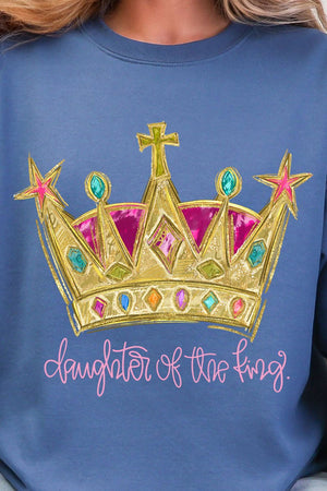 Bejeweled Daughter Of The King Heavy Blend Crew Sweatshirt - Wholesale Accessory Market
