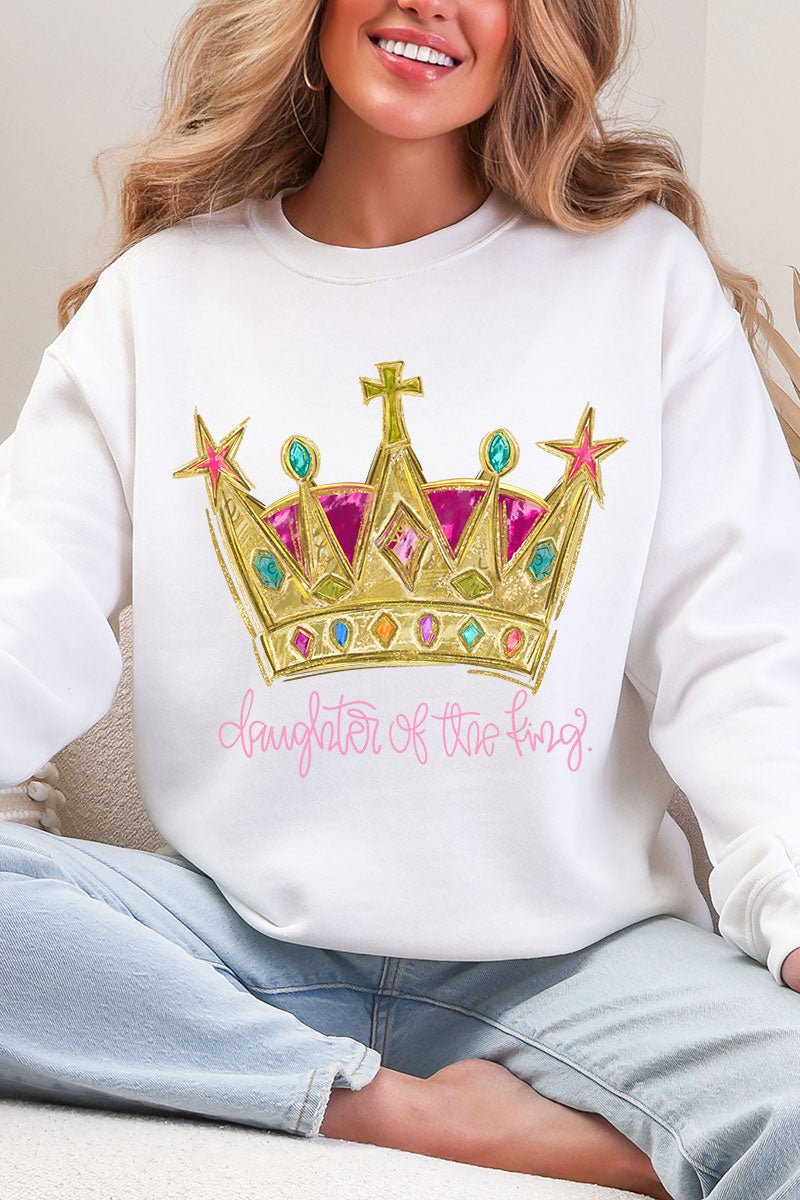 Bejeweled Daughter Of The King Heavy Blend Crew Sweatshirt - Wholesale Accessory Market