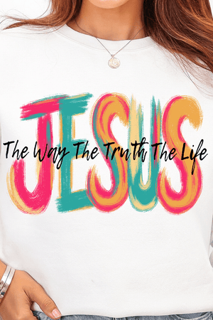 Brushstroke Jesus Heavy Blend Crew Sweatshirt - Wholesale Accessory Market