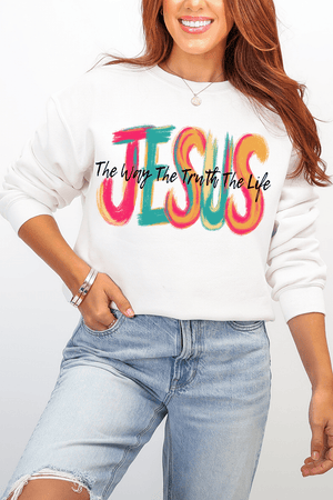 Brushstroke Jesus Heavy Blend Crew Sweatshirt - Wholesale Accessory Market