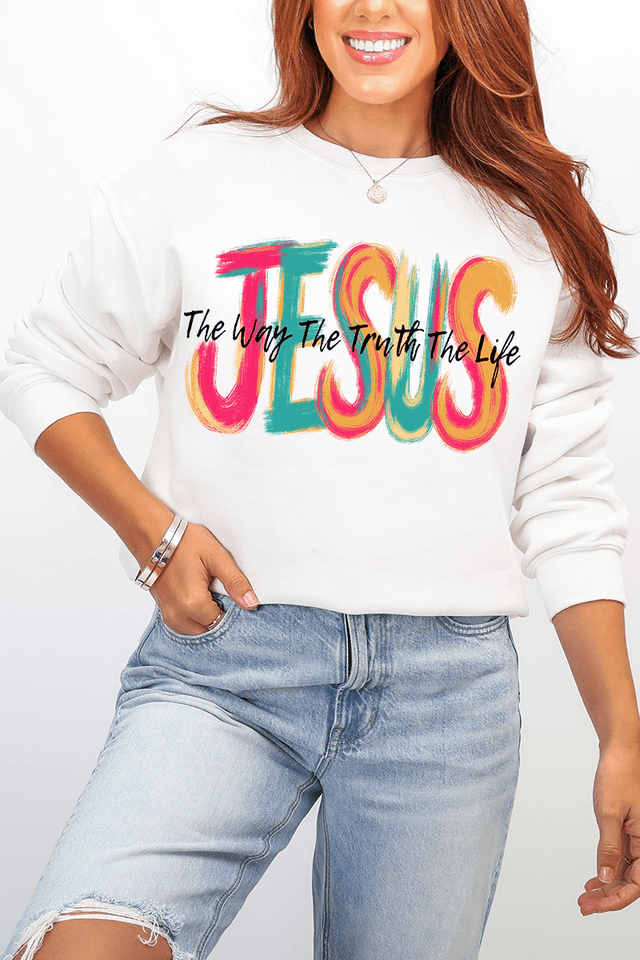 Brushstroke Jesus Heavy Blend Crew Sweatshirt - Wholesale Accessory Market
