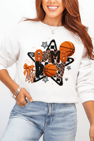Faux Yarn Basketball Game Day Heavy Blend Crew Sweatshirt - Wholesale Accessory Market