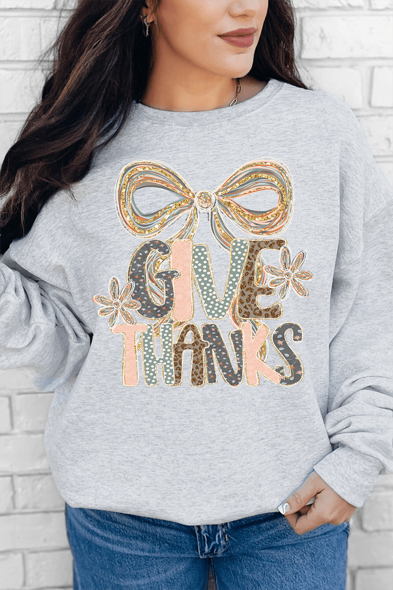 Give Thanks Coquette Heavy - weight Crew Sweatshirt - Wholesale Accessory Market